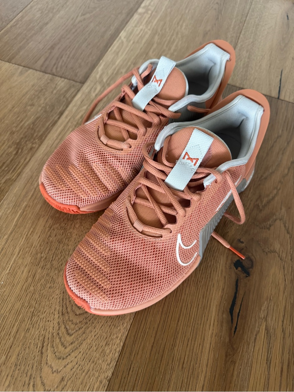 Nike Women's Metcon 9 easy on Peach/White Mesh Training Sneakers